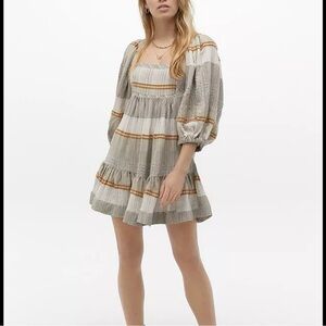 Free People Fall Cosy Striped Tiered Cowgirl Mini Dress